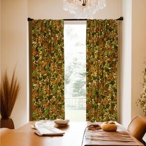 Vintage 70's Graphic Floral Curtains